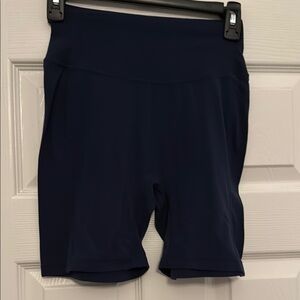 Blue Bike Shorts with Elastic Waistband and Stretch Fabric